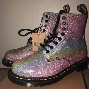 Rainbow Glittery Dr.Marten specialty boots. LIKE NEW